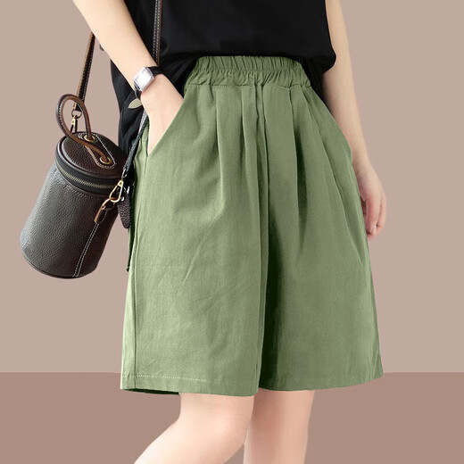 Pure cotton high-waist slim women's pants, thin, versatile, large size, casual, petite, shorts, summer wide-leg pants, black XL recommended 110-125 Jin Jin equals 0.5 kg