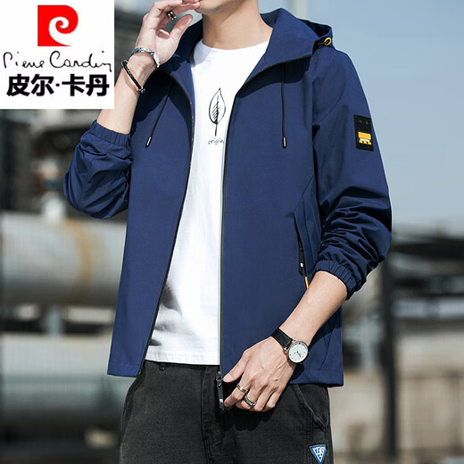 皮尔卡丹（pierre cardin）春装外套男士2025年春夏季连帽薄款青年宽松夹克短款色褂子 K12131黑色 M 【建议100-110斤】