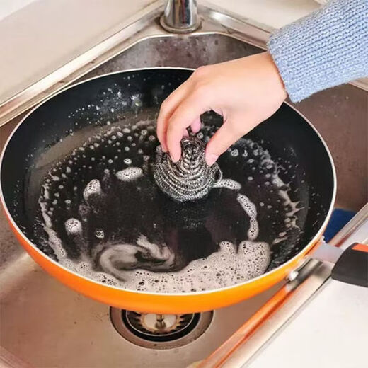 Combination sponge and steel ball kitchen cleaning tool, durable cleaning sponge for wiping pots, dishes, stovetop tools, mixed color combination (wavy sponge + steel ball 2 pieces) 1 pack