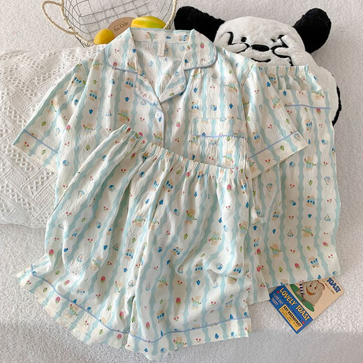 
Fenten three-piece set of cherry bear pajamas for women in summer short-sleeved cute cartoon loose cloud cotton summer home clothing set js-9903#Cherry bear three-piece set-cloud sense XL code 166-172 weight 140Jin [Jin equals 0.5 kg]