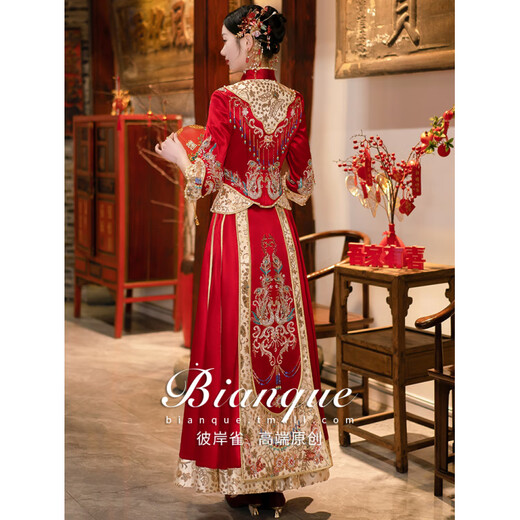ROAR UTHAUG Xiuhe Wedding Dress Bridal 2024 New Wedding Chinese Wedding Dress Toast Suit Small New Chinese Style Xiuhe Peony High-End Soft Velvet (No Headgear) S