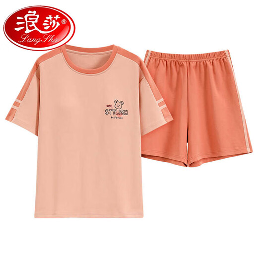 浪莎（LangSha）2025年纯棉夏季睡衣女士套头睡衣夏季短袖短裤舒适休闲家居服套装 Z9856 L 【建议100-120斤穿】