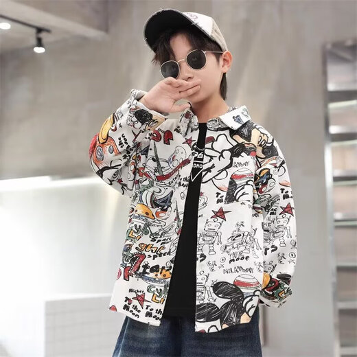 Children's clothing boys' shirts 2025 new spring and autumn models for middle and large children autumn handsome autumn shirts boys long-sleeved trendy white 140