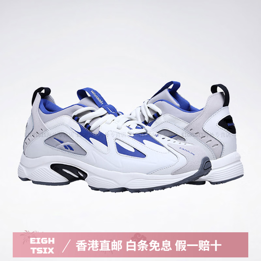 锐步（Reebok）男女情侣DMX 1200经典运动休闲时尚复古舒适老爹鞋 DV9226-白/蓝 34.5