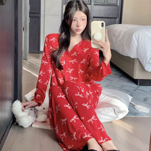 Pushui Fangfang Mickey Ice Silk Pajamas Women's Long Sleeve Sweet Home Clothing zd-728-101# Cartoon Mickey 180 XL