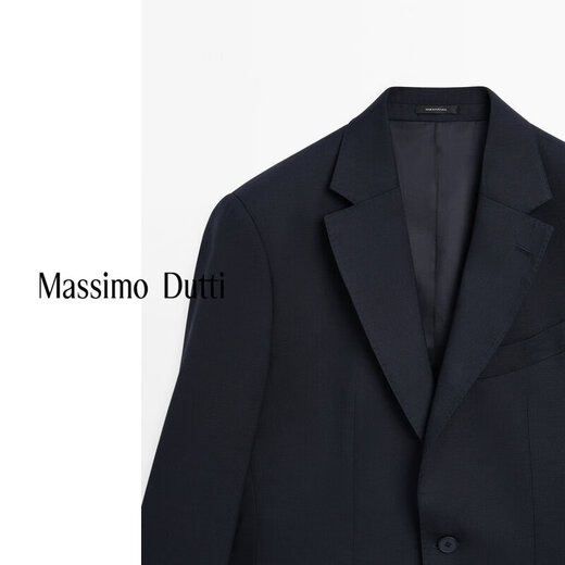Massimo Dutti autumn new product 2025 men's smart commuter style gentleman wool blended suit jacket 03502502 Navy blue 46 (175/92A) size is small