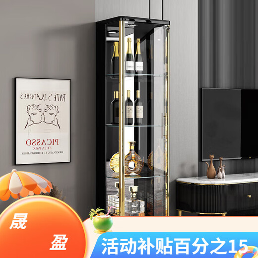 桓保老树意式极简双门玻璃酒柜烤漆靠墙展示柜客厅储物柜轻奢简约餐边柜 1098#1.4米长