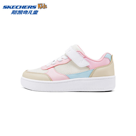 Skechers new girls' shoes, fashionable casual sneakers, Velcro, trendy colors, light and breathable, white/multi-color/WMLT 28.5