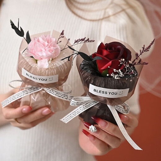 Hao Fanjie Taschenstrauß Mini kleiner Blumenstrauß Blumen Rosen getrocknete Blumen gefälschte Blumen Lehrer Tag Geschenke Treffen Yulan Qimeng
