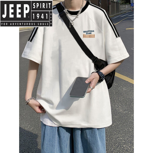 Jeep Spirit American rétro à manches courtes à manches courtes Summer 2025 Nouveau design lâche Niche Ins Top [3895 * WASP] White M 85-120Jin [Jin est égal à 0,5 kg]