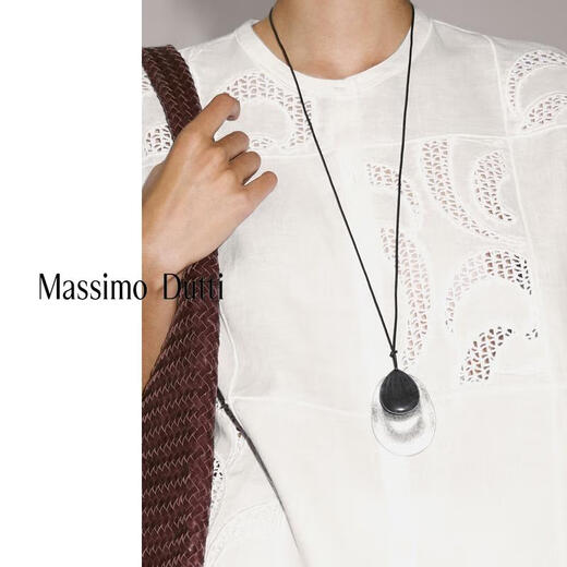 Massimo Dutti discount upgrade 2026 women's commuter versatile style linen blend crocheted short-sleeved shirt 05143743 White S (170/88A) size is too large