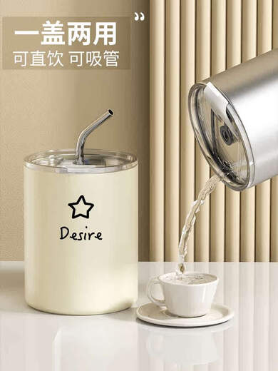 Chengliu simple coffee thermos cup literary moon sun stars water cup couple cute cartoon small latte 300ml-bee casual cup BW6623 simple