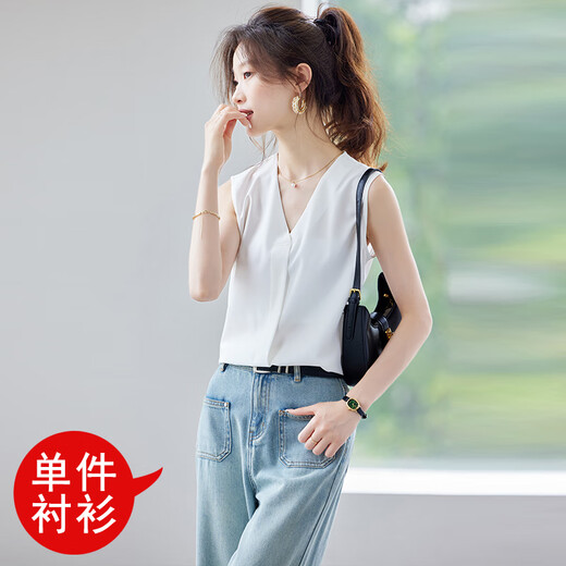 烟浔白色短袖衬衫女2025夏季新款设计感小众减龄衬衣法式休闲百搭上衣 单件9889白色衬衫 S 适合85-95斤