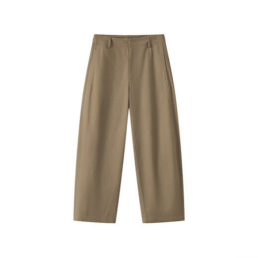 无印良品（MUJI）女式 丝光斜纹 桶型宽版裤 裤子女款25年秋季女装 BE1TEC5A 深米色 M （160/66A）