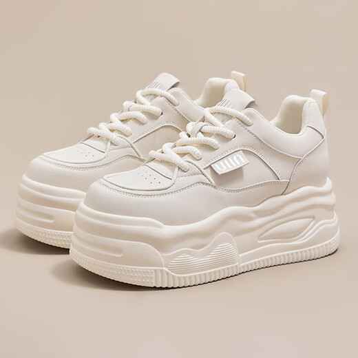 NOSSKISS luxury high-end brand shoes for women 2025 new small height-enhancing thick sole versatile sports and casual white shoes red 37