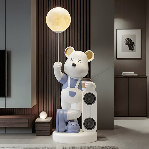 Jizhao Violent Bear Large Ornament Floor-standing Living Room TV Cabinet Sofa Next Home Decoration Housewarming Gift Blue Bluetooth Speaker + Piggy Bank 115CM No Specifications