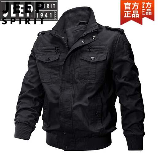 JEEP SPIRIT autumn and winter men's jacket, flight staff jacket, World War II military fan lapel, ejection top, 9930 military green, thin model, M 90-115Jin[Jin equals 0.5 kg] Recommended