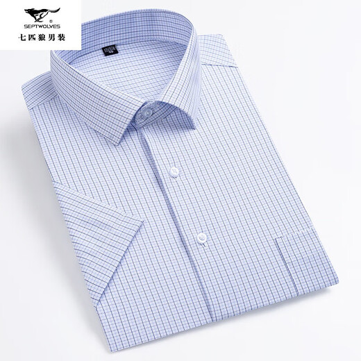 
Seven Wolf men's short-sleeved shirt 2025 summer middle-aged business casual versatile comfortable and breathable cotton professional work shirt DX6630 38