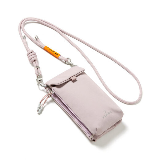 SANWA SUPPLY mobile phone bag women's one-shoulder cross-body mini bag vertical dual machine storage portable outdoor sports bag light cherry blossom powder