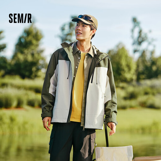 Semir three-proof jacket men's outdoor color-blocked windproof jacket mountaineering camping hiking autumn hooded top 101524108105