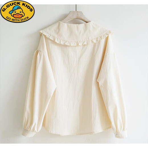 G.duck girls' shirt spring 2024 spring and autumn new style medium and large children's cotton doll collar shirt white bottoming top white size 150 suitable for 133-143cm height