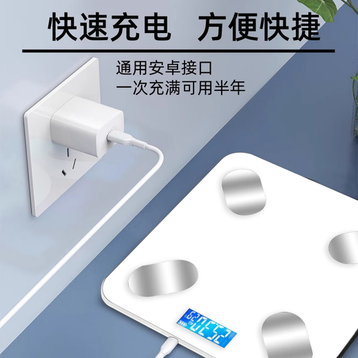 体重秤电子秤人体智能体脂秤家用高精准称重秤减肥健身专用 白色蓝牙电池款