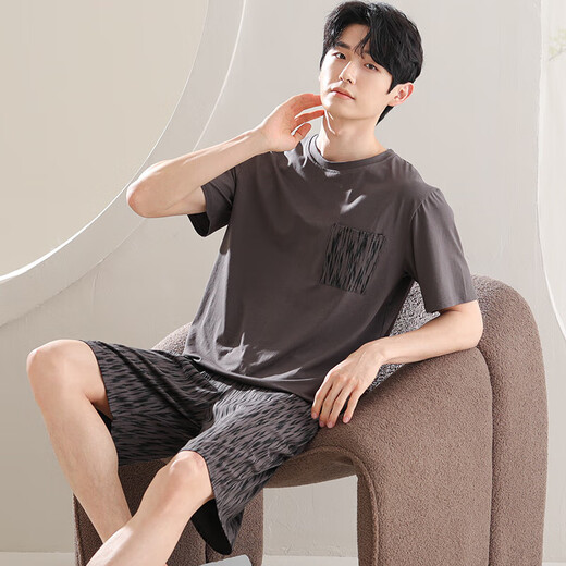 Pajamas para hombres Los pantalones cortos delgados de verano de manga corta modales de verano para hombres jóvenes y los estudiantes pueden usar afuera en casa ysx9717 4xl