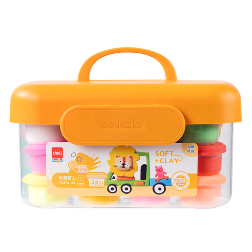 Deli [Niedriger Preis des gesamten Netzwerks] 24-Farben Ultra-leichter Tonfarbenfarbener Ton-Plastikine-Ton handgefertigtes DIY-Spielzeug mit Namen Aufklebern + Vollständige Set von Werkzeugen + Video-Tutorials Kindergeburtstag Geschenke