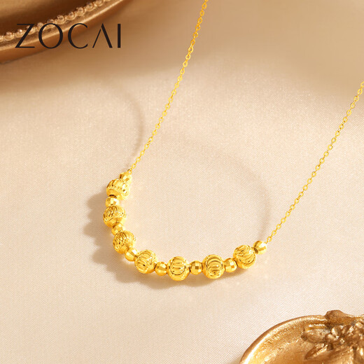 Zokai yellow 18K gold necklace, gold bead necklace, simple and versatile birthday gift C05191