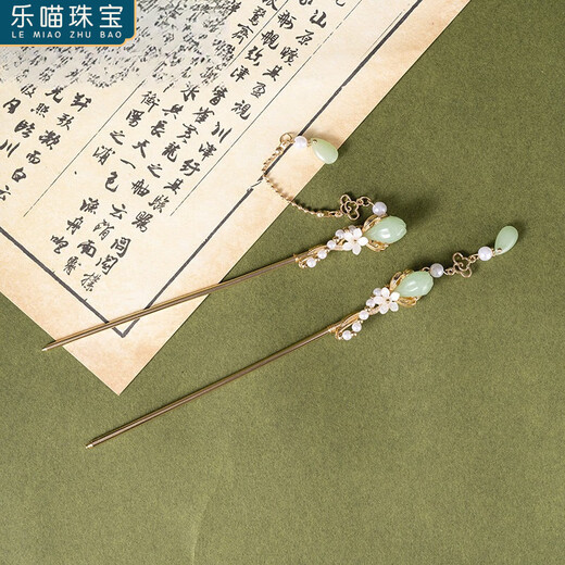 LEMIAO ancient style hairpin, pearl hairpin, daily versatile Hanfu, simple magic stick hairpin, Chinese style headdress, hair accessories for women, Ji Qing Muyun-short tassel A01-201