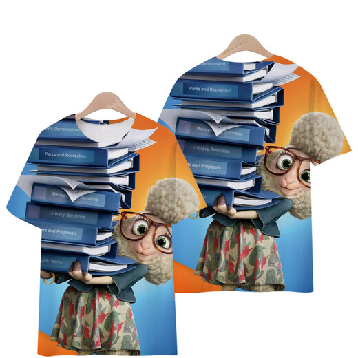 Xuanmo T-shirt Men's Big Belly Belly Crazy Zootopia Nico Judy T-shirt Men and Women Fox Rabbit à manches courtes T1480 S 75-85Jin [Jin est égal à 0,5 kg]