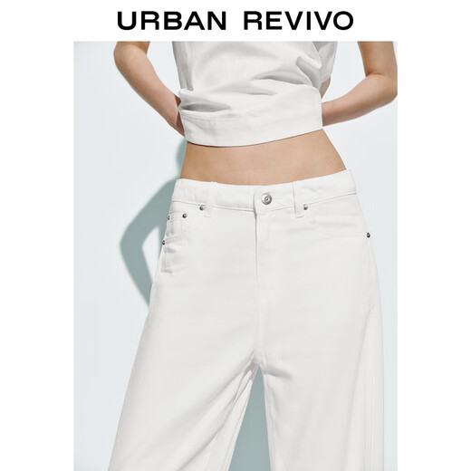 UR2025夏季新款女装简约气质通勤纯色阔腿休闲长裤UWM850148 本白 28
