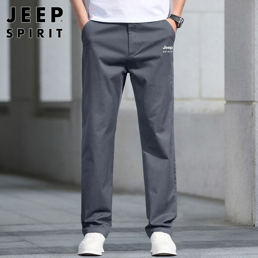 JEEP SPIRIT吉普休闲裤男宽松春夏季直筒裤子男士商务男裤 深灰色 33