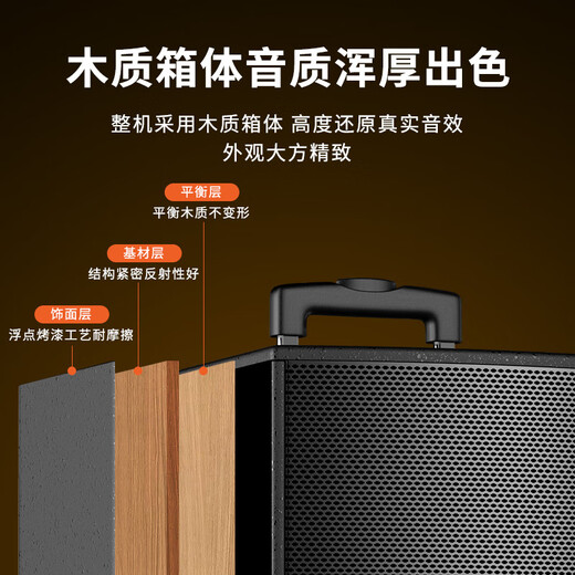 Sony Ericsson (soaiy) 15-inch square dance speaker high-power portable wooden outdoor heavy bass Bluetooth karaoke special high-volume mobile trolley speaker outdoor performance dual microphone SA-X23