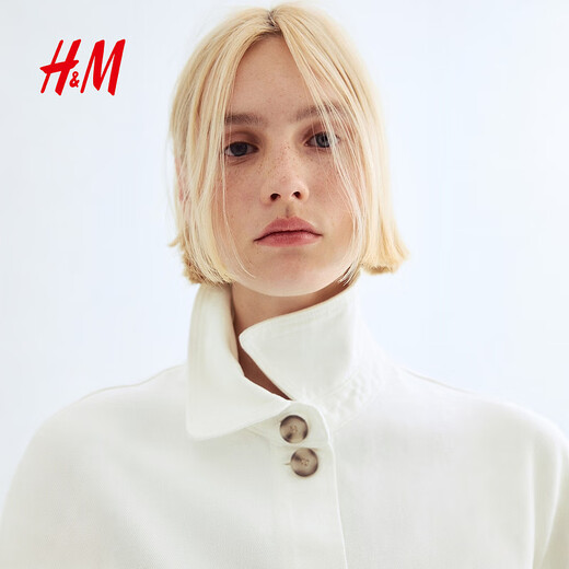 H&M2025秋季新款女装镂空刺绣设计牛仔外套1273925 白色 S 160/88
