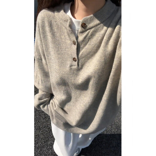 XUANSENTU American retro Henry collar sweater men's winter cleanfit bottoming sweater lazy style couple inner sweater