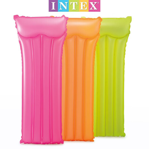 INTEX (load bearing 100kg) fluorescent floating row swimming ring inflatable lounge chair floating bed water floating inflatable toy fluorescent color 76x183cm-random color