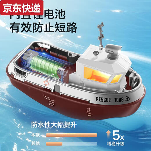 奇立彩儿童迷你遥控船玩具可下水仿真电动拖船RC遥控快艇男孩子生日礼物 迷你遥控小快船 官方标配