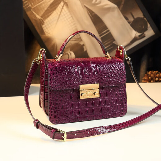 Enlike International Luxury Brand 2025 New Leather Handbag Versatile One-Shoulder Crossbody Bag Fashion Crocodile Pattern Leather Bag Ink Green