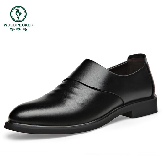 Woodpecker leather shoes men's summer authentic breathable men's casual business formal wear height-in-one step-to-work black derby 6190 height-in-one black 38