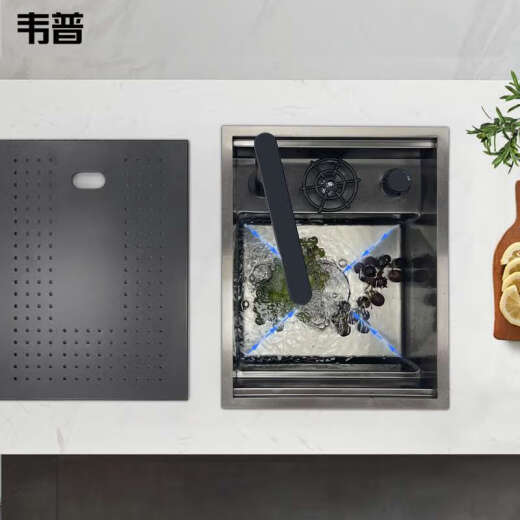 何佳功吧台阳台隐形小水槽洗杯器单槽洗菜盆西厨中岛台迷你小洗手盆 4839翻盖款洗杯器阻尼款+升降冷