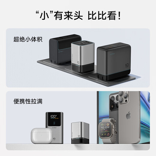 CUKTECH酷态科10号超级电能充mini氮化镓充电器120W/100W充电头多口快充套装适用苹果小米华为手机/笔记本