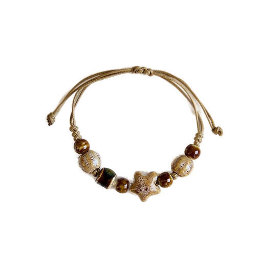Langqing Jingdezhen Ceramic Bracelet Women's High-end New Chinese Style Literary Best Friends Forest Ancient Style Bracelet Gift 1049-02 Yangguan Qu