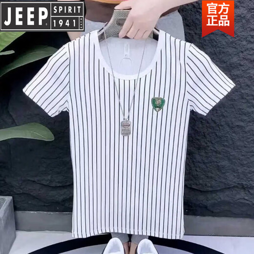 Jeep (Jeep) High-End Koreanische Version vertikal gestreifte Kurzärmel-Männer Sommermodentrend Vielseitige Persönlichkeit hübsches junger Mann halbärmelig.