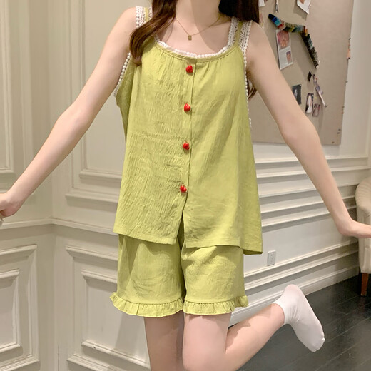 Yalu Yunduo Pyjamas en coton pour les femmes en été avec poitrine Sexy Shet Set Set Les vêtements de maison pour femmes peuvent être portés à l'extérieur du 9226 APRICOT XL (120-140jin [Jin est égal à 0,5 kg]))