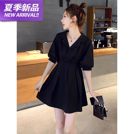 啄木鸟小个子收腰显瘦气质冰丝连衣裙女2025新款短裙子女夏季感小黑裙 6622玫瑰碎花 L 建议105斤左右