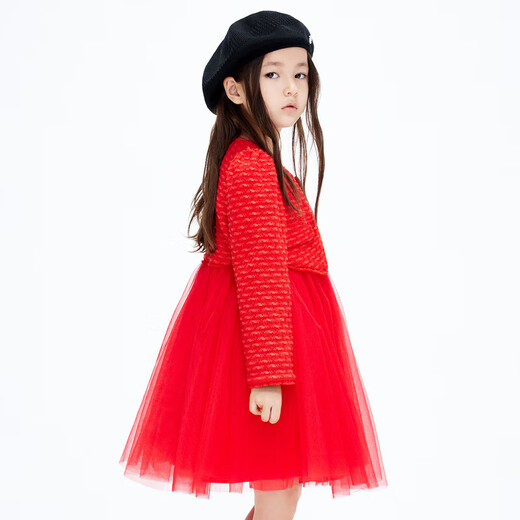 Little MO&Co. New Year's greetings clothing, children's clothing, girls' New Year's skirts, mesh dresses, Western-style dresses for children