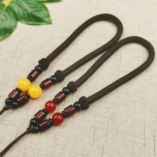 DIY handle rope hand-woven handle pieces lanyard jade slingshot lost rope hand-made toy car lanyard wholesale red round beads 1