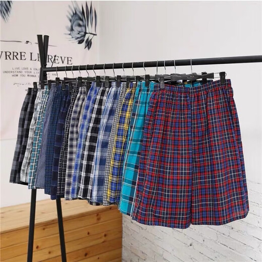 
Summer pajamas, five-point shorts, men's plaid loose and breathable home style, old man's shorts, thin underwear, outdoor style, random style [one set], single size [115Jin[Jin equals 0.5 kg]-175Jin[Jin equals 0.5 kg]]