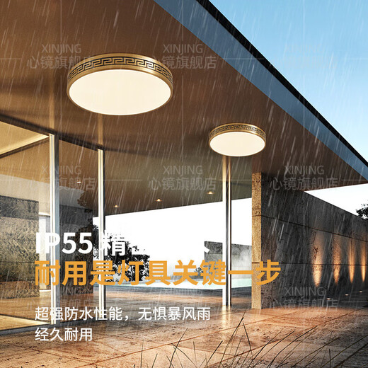 Heart mirror full copper outdoor ceiling light villa door light Chinese balcony entrance hall aisle anti-mosquito entry door light X3891-400/square